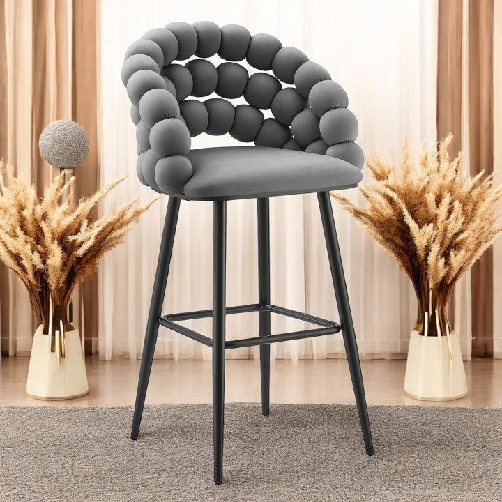 Hoker tapicerowany Bubble Black szary