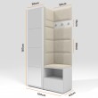 Garderoba do przedpokoju z szafą i panelami tapicerowanymi Lena 1 dąb artisan T-32 jasnoszara lustro