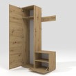 Garderoba do przedpokoju z szafą i panelami tapicerowanymi Lena 1 dąb artisan T-01 jasnobeżowa