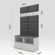 Garderoba do przedpokoju z szafą i panelami tapicerowanymi Lena 3 dąb artisan T-15 szara