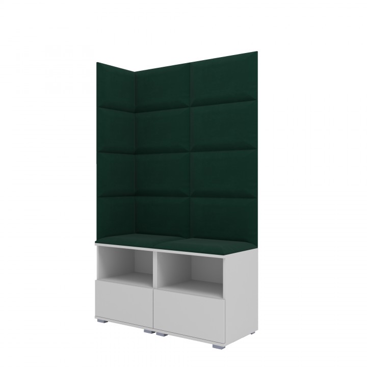 Garderoba do przedpokoju z szafą i panelami tapicerowanymi Lena 5 biała T-32 jasnoszara