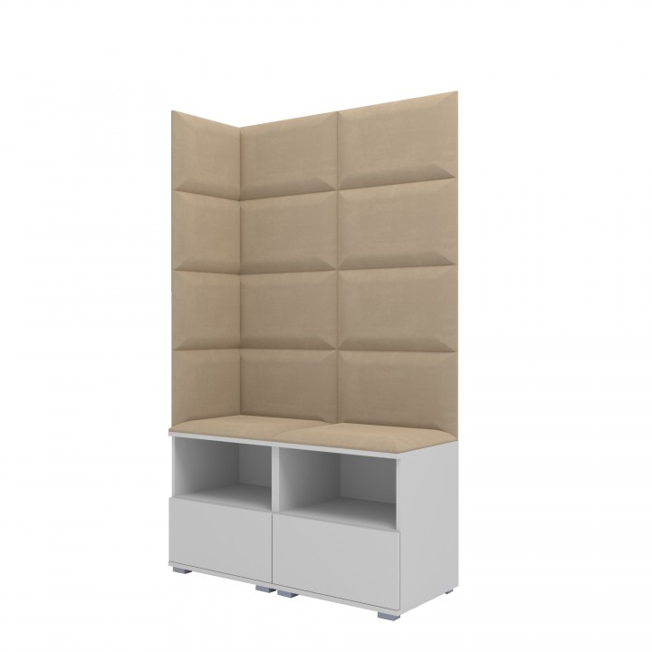 Garderoba do przedpokoju z szafą i panelami tapicerowanymi Lena 5 grafitowa T-16 czarna