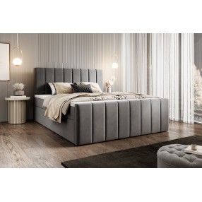 Łóżko kontynentalne z pojemnikiem Bursa 160x200 M2217 szare