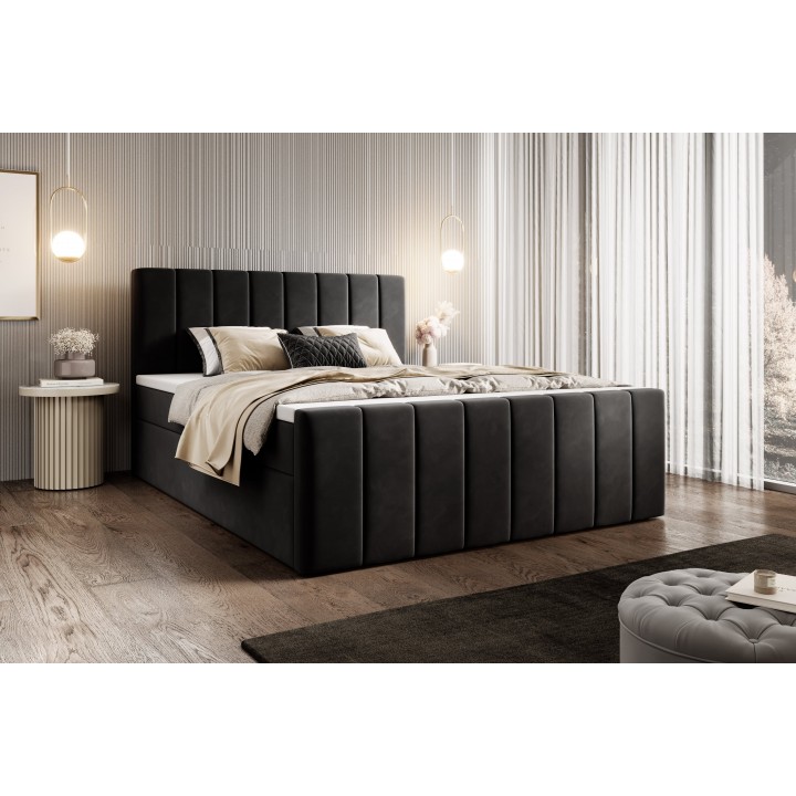 Łóżko kontynentalne z pojemnikiem Bursa 180x200 M2219 czarne
