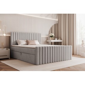 Łóżko kontynentalne z pojemnikiem Parma 200x200 202.17 jasnoszare
