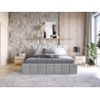 Łóżko tapicerowane z pojemnikiem Paros slim 140x200 R27 szare