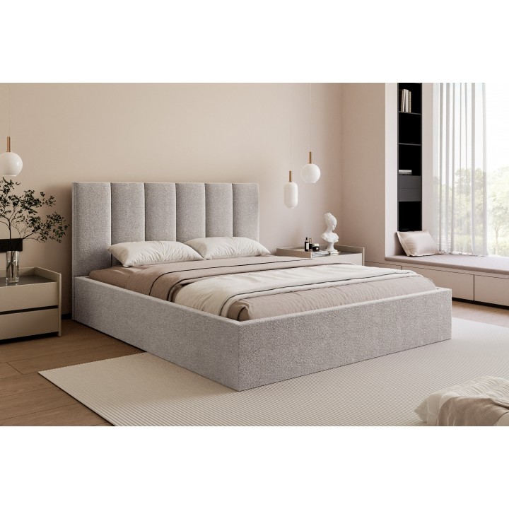 Łóżko tapicerowane z pojemnikiem Paros slim 2 200x200 A05 szare