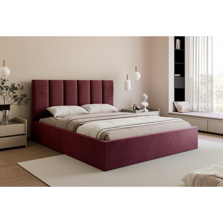 Łóżko tapicerowane z pojemnikiem Paros slim 2 180x200 V32 bordowe