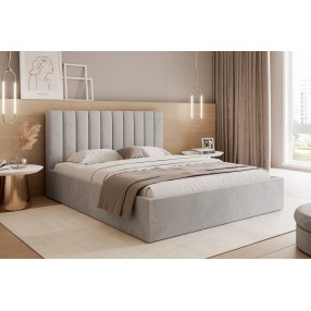 Łóżko tapicerowane z pojemnikiem Paros slim 3 140x200 V15 jasnoszare