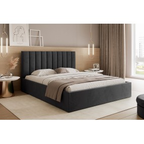 Łóżko tapicerowane z pojemnikiem Paros slim 3 180x200 V20 czarne