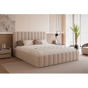Łóżko tapicerowane z pojemnikiem Paros slim 4 140x200 A03 beżowe