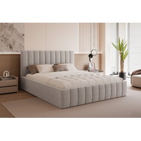 Łóżko tapicerowane z pojemnikiem Paros slim 4 200x200 A05 szare