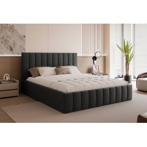 Łóżko tapicerowane z pojemnikiem Paros slim 4 120x200 V20 czarne