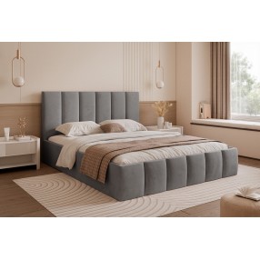 Łóżko tapicerowane z pojemnikiem Paros slim 5 140x200 V18 ciemnoszare