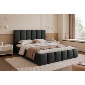 Łóżko tapicerowane z pojemnikiem Paros slim 5 140x200 V20 czarne