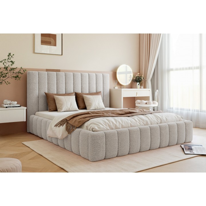 Łóżko tapicerowane z pojemnikiem Paros slim 6 200x200 A05 szare