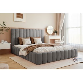 Łóżko tapicerowane z pojemnikiem Paros slim 6 200x200 V18 ciemnoszare
