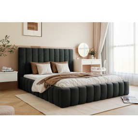 Łóżko tapicerowane z pojemnikiem Paros slim 6 140x200 V20 czarne