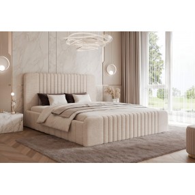Łóżko tapicerowane z pojemnikiem Paros slim 7 180x200 Cremona 02 beżowe