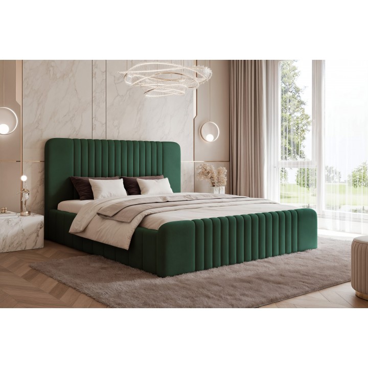 Łóżko tapicerowane z pojemnikiem Paros slim 7 160x200 202.30 butelkowa zieleń