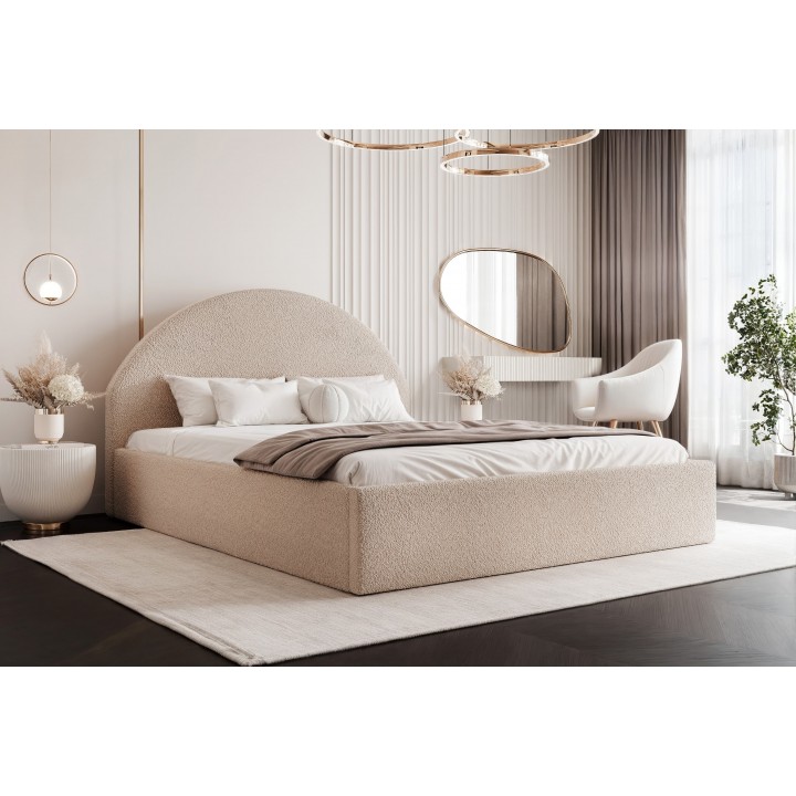 Łóżko tapicerowane z pojemnikiem Paros slim 8 200x200 boucle beżowe