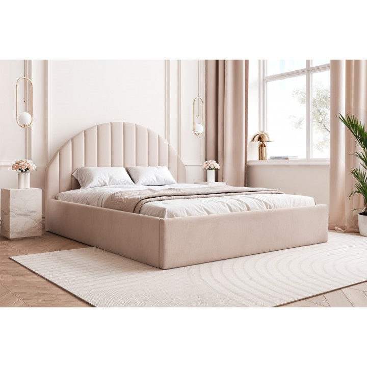 Łóżko tapicerowane z pojemnikiem Paros slim 9 200x200 202.02 beżowe