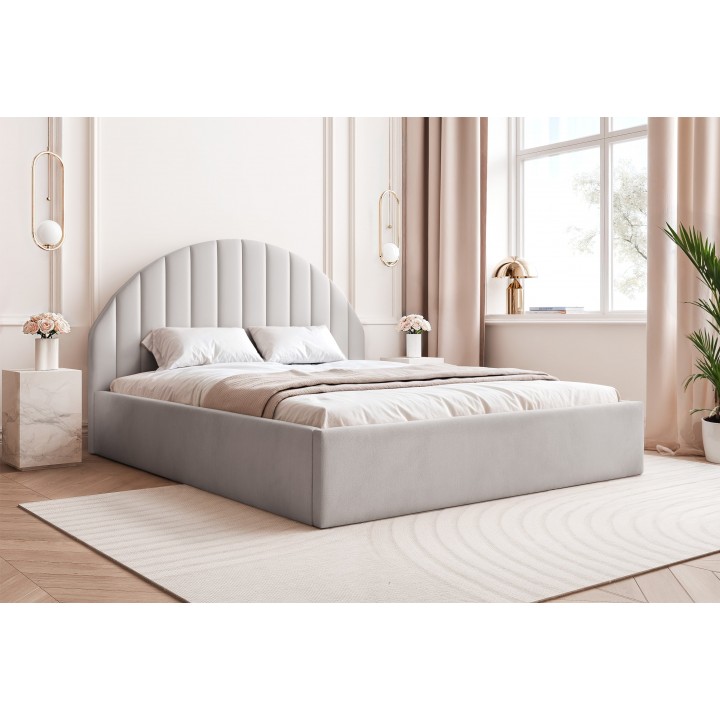 Łóżko tapicerowane z pojemnikiem Paros slim 9 200x200 202.18 jasnoszare