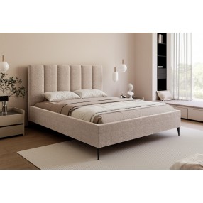 Łóżko tapicerowane z pojemnikiem Paros slim 2 200x200 A03 beżowe wysokie nogi