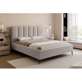 Łóżko tapicerowane z pojemnikiem Paros slim 2 160x200 A05 szare wysokie nogi