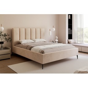 Łóżko tapicerowane z pojemnikiem Paros slim 2 200x200 V02 beżowe wysokie nogi
