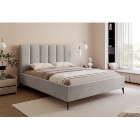 Łóżko tapicerowane z pojemnikiem Paros slim 2 140x200 V15 jasnoszare wysokie nogi