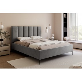 Łóżko tapicerowane z pojemnikiem Paros slim 2 120x200 V18 ciemnoszare wysokie nogi