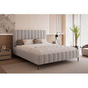 Łóżko tapicerowane z pojemnikiem Paros slim 4 120x200 A05 szare wysokie nogi