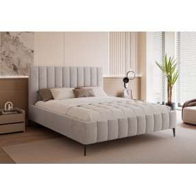Łóżko tapicerowane z pojemnikiem Paros slim 4 140x200 V15 jasnoszare wysokie nogi