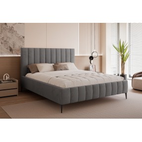 Łóżko tapicerowane z pojemnikiem Paros slim 4 140x200 V18 ciemnoszare wysokie nogi