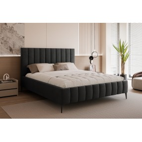 Łóżko tapicerowane z pojemnikiem Paros slim 4 140x200 V20 czarne wysokie nogi