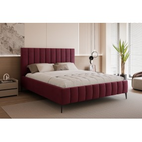 Łóżko tapicerowane z pojemnikiem Paros slim 4 120x200 V32 bordowe wysokie nogi