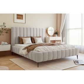 Łóżko tapicerowane z pojemnikiem Paros slim 6 200x200 A05 szare wysokie nogi
