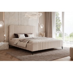 Łóżko tapicerowane z pojemnikiem Paros slim 7 120x200 Cremona 02 beżowe wysokie nogi