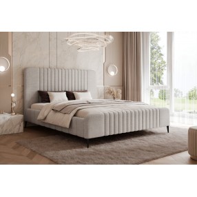 Łóżko tapicerowane z pojemnikiem Paros slim 7 180x200 Cremona 81 szare wysokie nogi