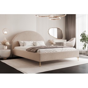Łóżko tapicerowane z pojemnikiem Paros slim 8 160x200 boucle beżowe wysokie nogi