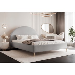 Łóżko tapicerowane z pojemnikiem Paros slim 8 180x200 202.17 jasnoszare wysokie nogi