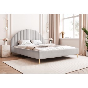 Łóżko tapicerowane z pojemnikiem Paros slim 9 180x200 202.18 jasnoszare wysokie nogi