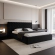 Łóżko tapicerowane z pojemnikiem Amanpulo PREMIUM R31 czarne 180x200