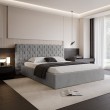 Łóżko tapicerowane z pojemnikiem Amanpulo PREMIUM R27 szare 180x200
