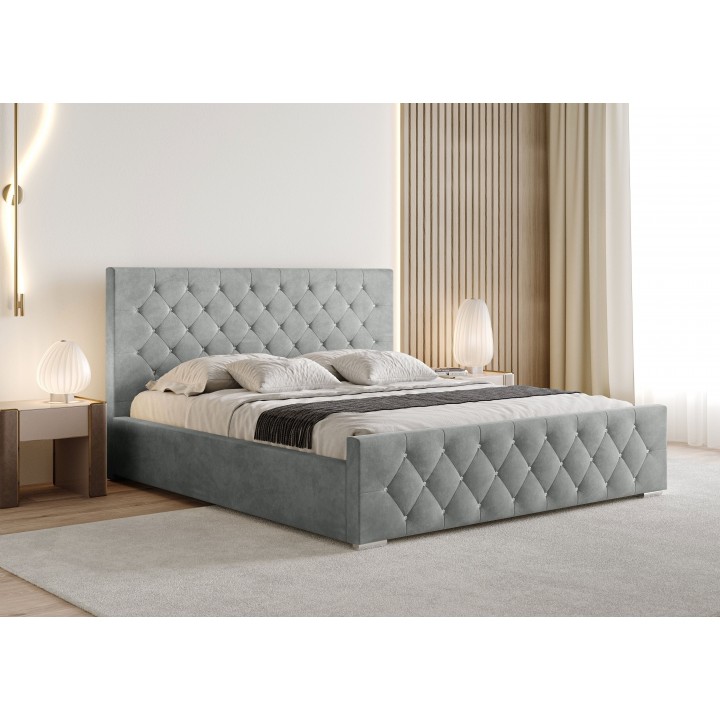 Łóżko tapicerowane z pojemnikiem Etoli 180x200 R27 szare