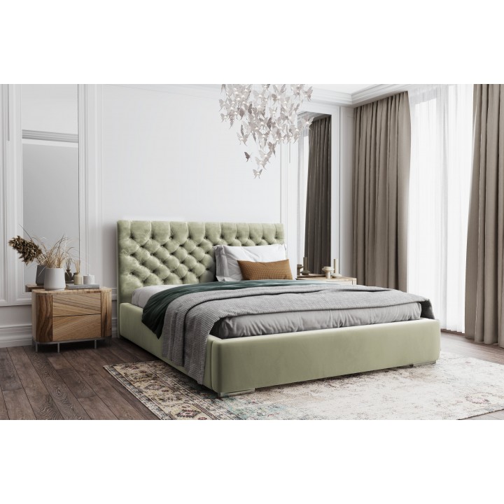Łóżko tapicerowane z pojemnikiem Flores 180x200 MV2243 khaki