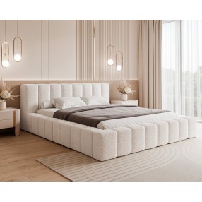 Łóżko tapicerowane z pojemnikiem Makira 160x200 A04 jasnoszare