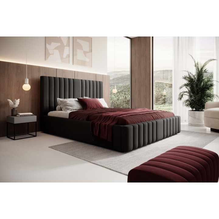 Łóżko tapicerowane z pojemnikiem Olivia 160x200 R31 czarne