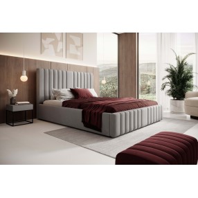 Łóżko tapicerowane z pojemnikiem Olivia 160x200 R27 szare